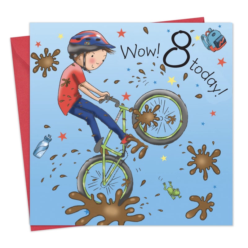 Twizler 8th Birthday Card for Boy with BMX Bike â€“ Age 8 Birthday Card â€“ Age 8 Card â€“ Age 8 Boys Gifts â€“ Childrens Birthday Card â€“ Boys Birthday Card â€“ Happy Birthday Card - Image 1